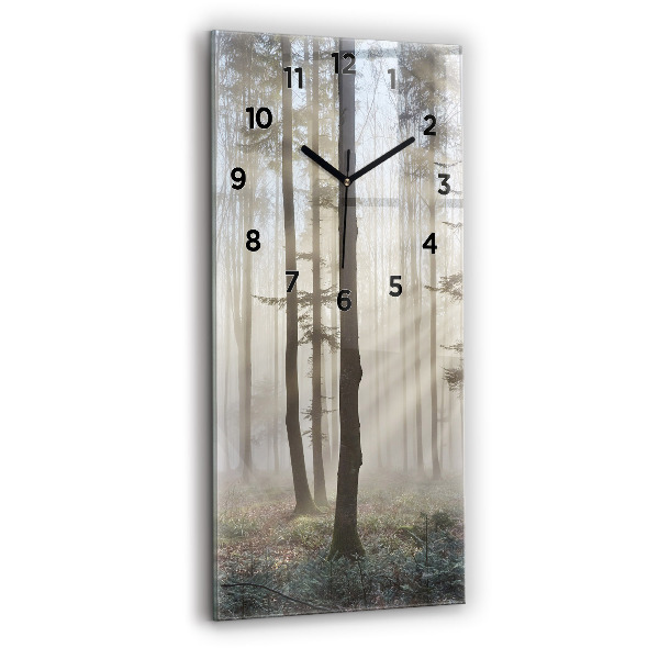 Ceas vertical de perete din sticlă Pădure în ceață