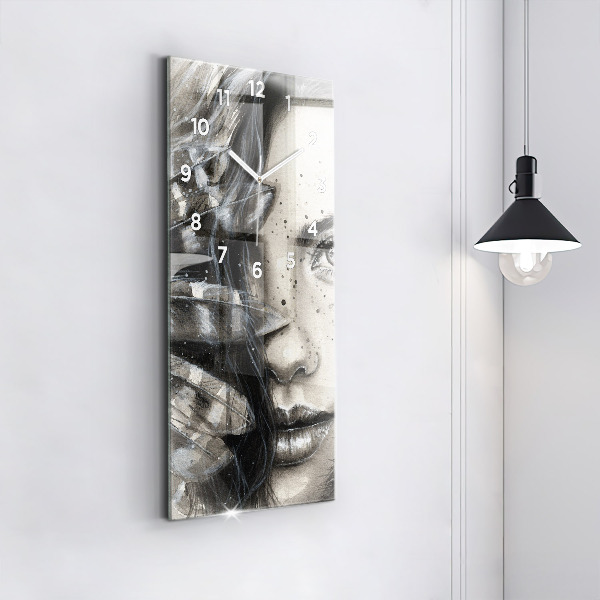 Ceas vertical de perete din sticlă Portret pictat