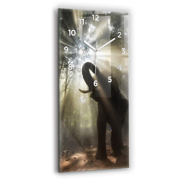 Ceas vertical de perete din sticlă Elefant în junglă