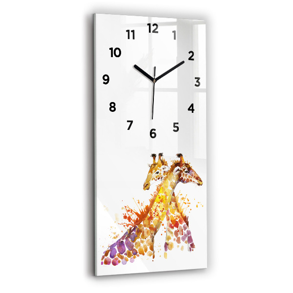 Ceas vertical de perete din sticlă Girafă – acuarelă