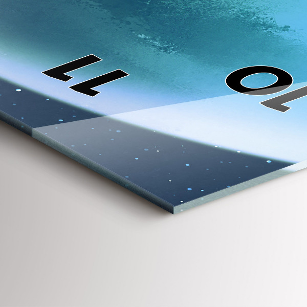 Ceas vertical de perete din sticlă Omul pe lună