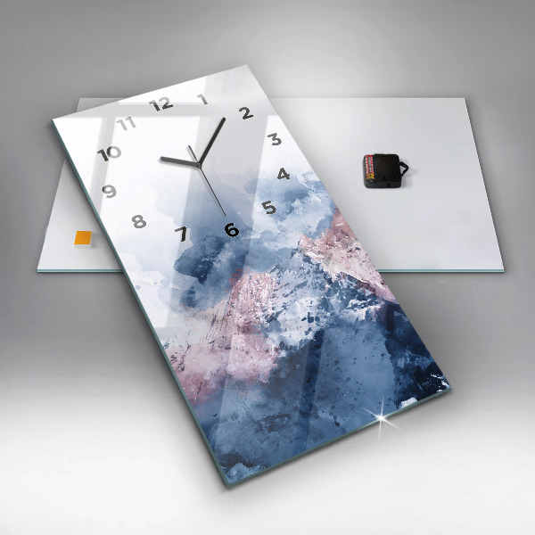 Ceas vertical de perete din sticlă Lanțuri muntoase abstracte