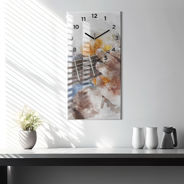 Ceas vertical de perete din sticlă Grafica chitara