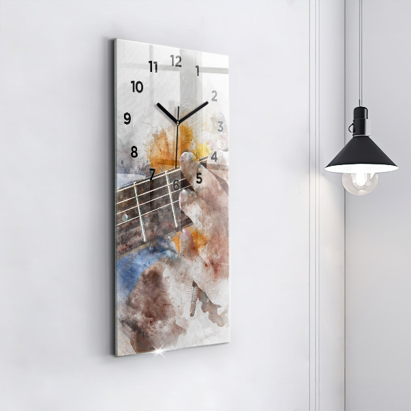 Ceas vertical de perete din sticlă Grafica chitara