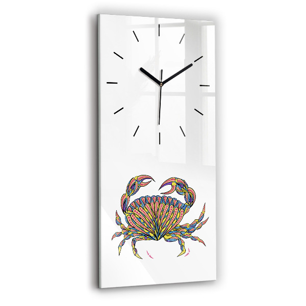 Ceas vertical de perete din sticlă Crab etnic