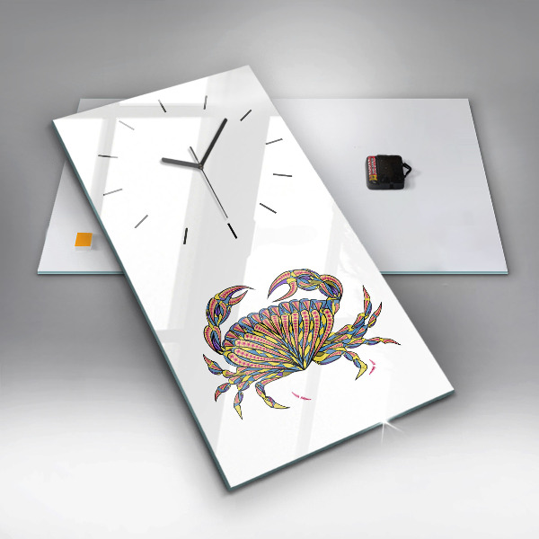 Ceas vertical de perete din sticlă Crab etnic