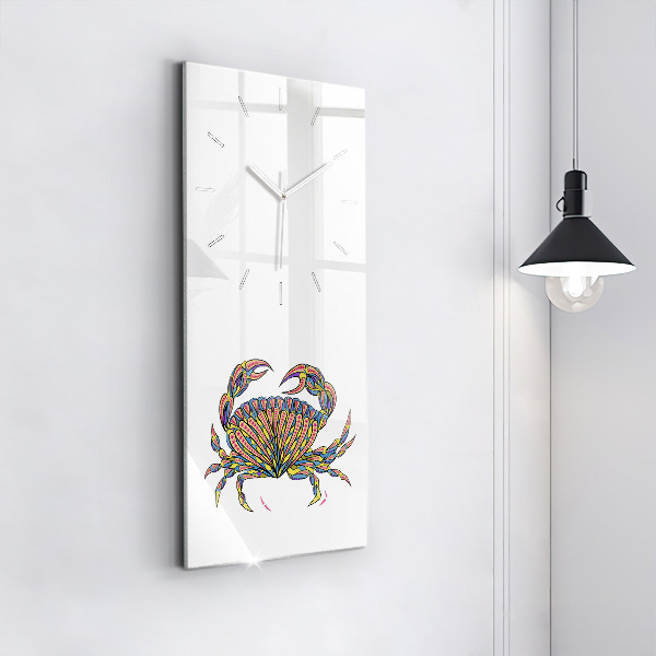 Ceas vertical de perete din sticlă Crab etnic