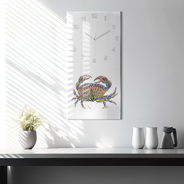 Ceas vertical de perete din sticlă Crab etnic