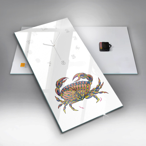 Ceas vertical de perete din sticlă Crab etnic