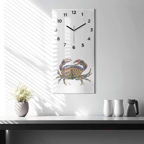 Ceas vertical de perete din sticlă Crab etnic