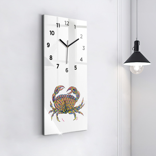 Ceas vertical de perete din sticlă Crab etnic