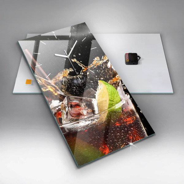 Ceas vertical de perete din sticlă Bea cu gheata