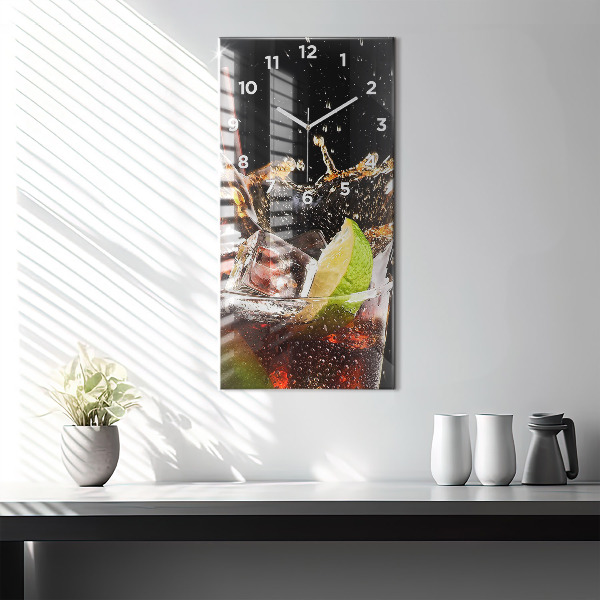 Ceas vertical de perete din sticlă Bea cu gheata