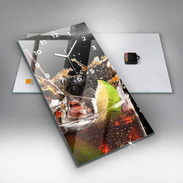 Ceas vertical de perete din sticlă Bea cu gheata