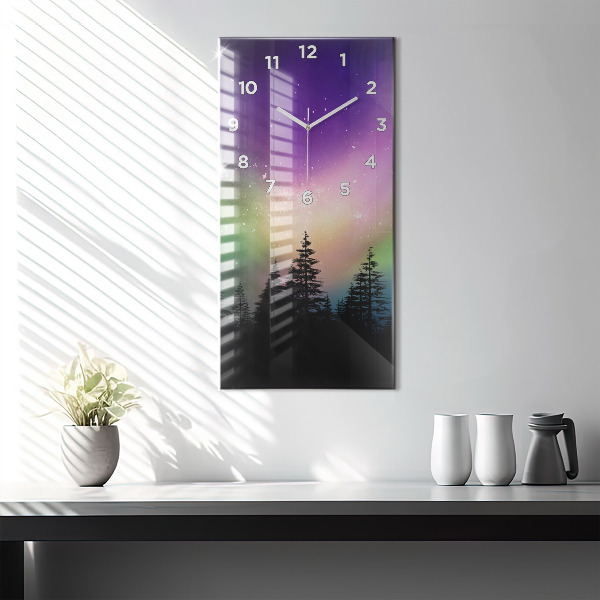 Ceas vertical de perete din sticlă aurora nordică