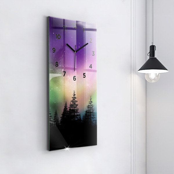 Ceas vertical de perete din sticlă aurora nordică