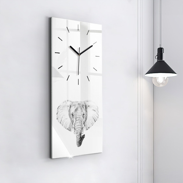 Ceas vertical de perete din sticlă Cap de elefant grafic