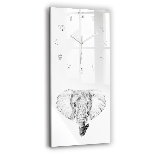 Ceas vertical de perete din sticlă Cap de elefant grafic
