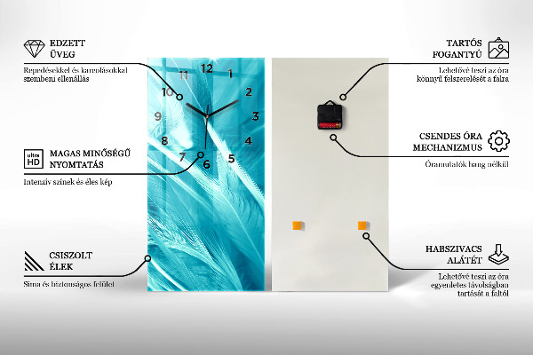 Ceas vertical de perete din sticlă Femeie cu pălărie