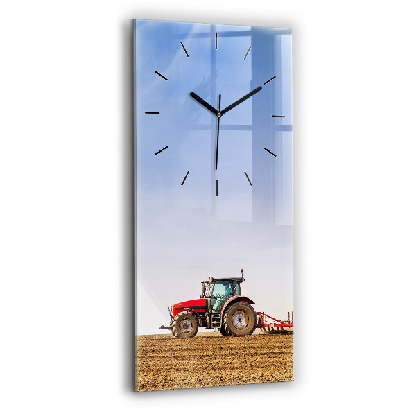 Ceas vertical de perete din sticlă Fermier într-un tractor