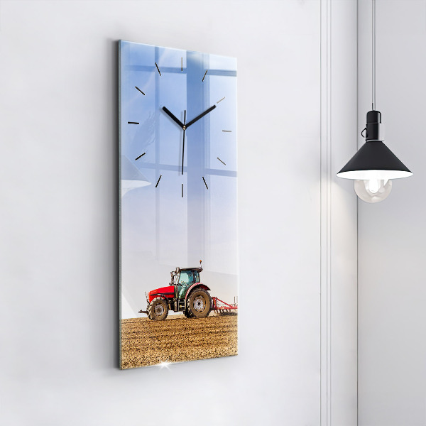 Ceas vertical de perete din sticlă Fermier într-un tractor