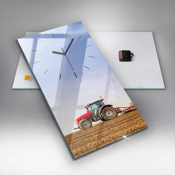 Ceas vertical de perete din sticlă Fermier într-un tractor