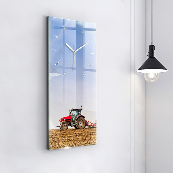 Ceas vertical de perete din sticlă Fermier într-un tractor