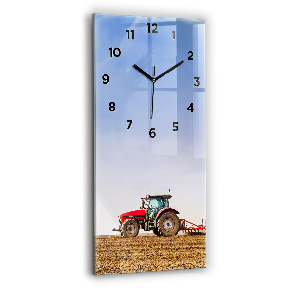 Ceas vertical de perete din sticlă Fermier într-un tractor