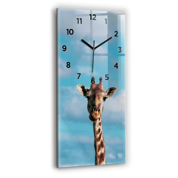 Ceas vertical de perete din sticlă Capul unei girafe pe cer