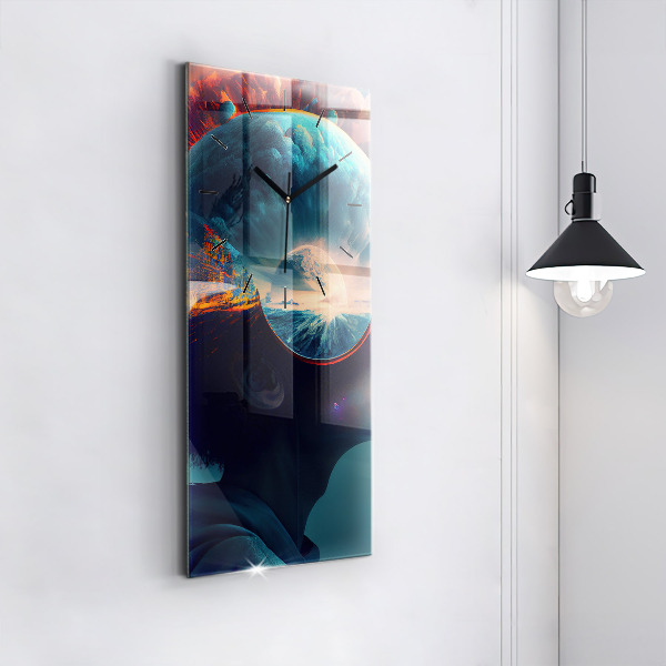 Ceas vertical de perete din sticlă Lumea futuristă