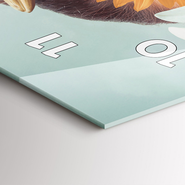 Ceas vertical de perete din sticlă Femeie cu flori