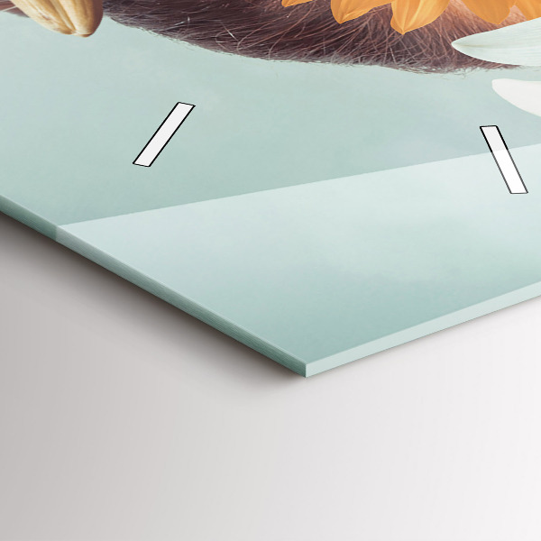 Ceas vertical de perete din sticlă Femeie cu flori