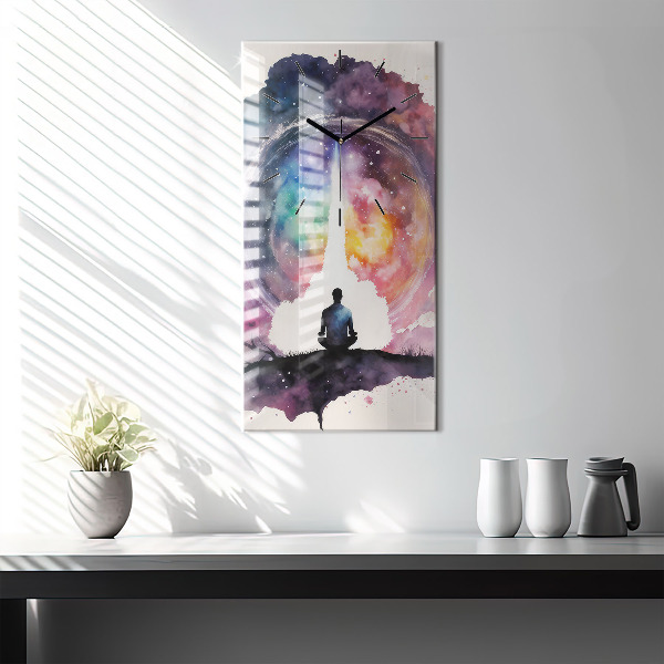 Ceas vertical de perete din sticlă Meditație stil de viață