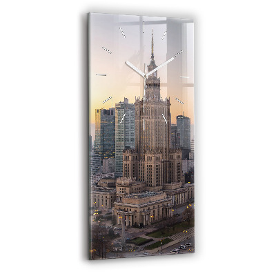 Ceas vertical de perete din sticlă Panorama Varșoviei