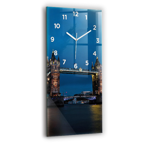 Ceas vertical de perete din sticlă Tower Bridge Londra noaptea