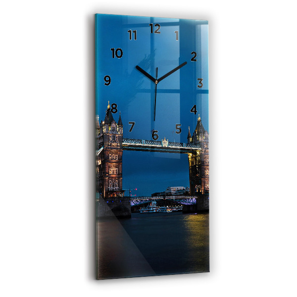 Ceas vertical de perete din sticlă Tower Bridge Londra noaptea