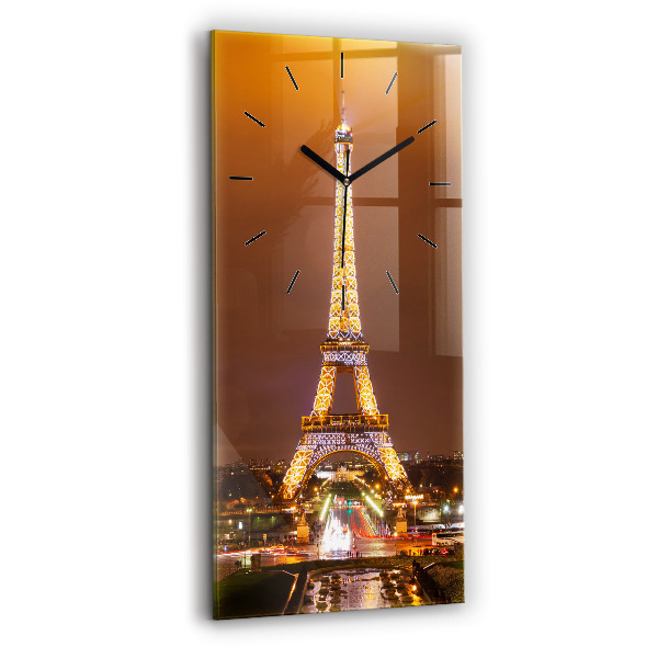 Ceas vertical de perete din sticlă Turnul Eiffel iluminat