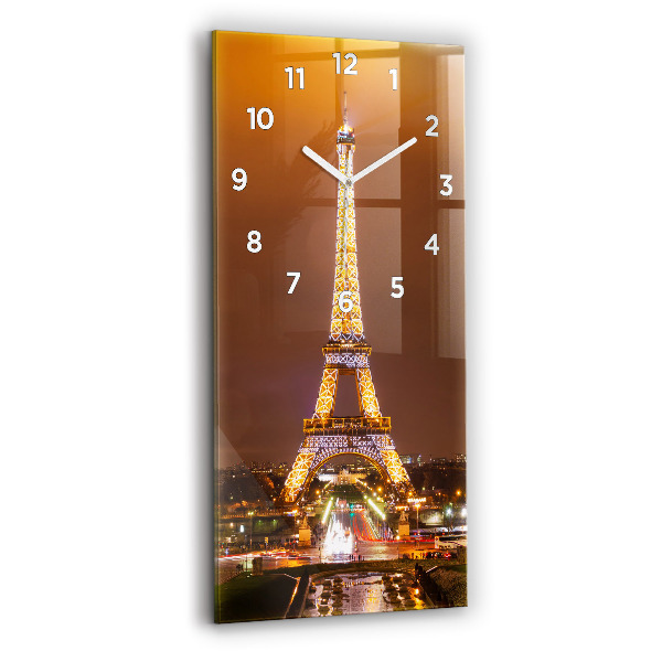 Ceas vertical de perete din sticlă Turnul Eiffel iluminat
