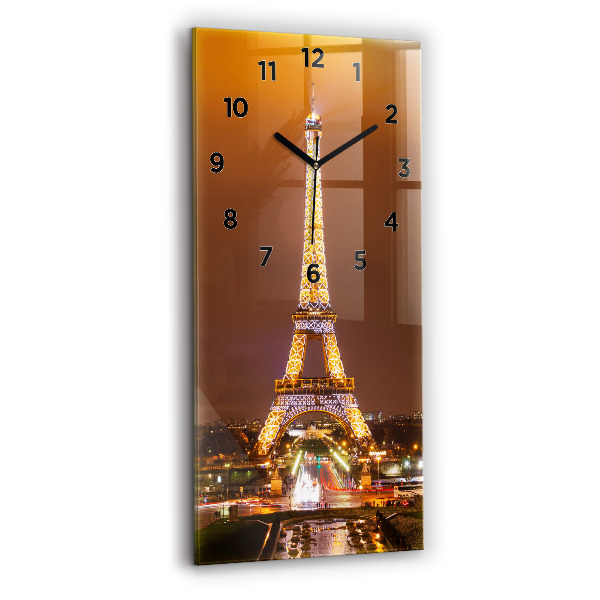 Ceas vertical de perete din sticlă Turnul Eiffel iluminat