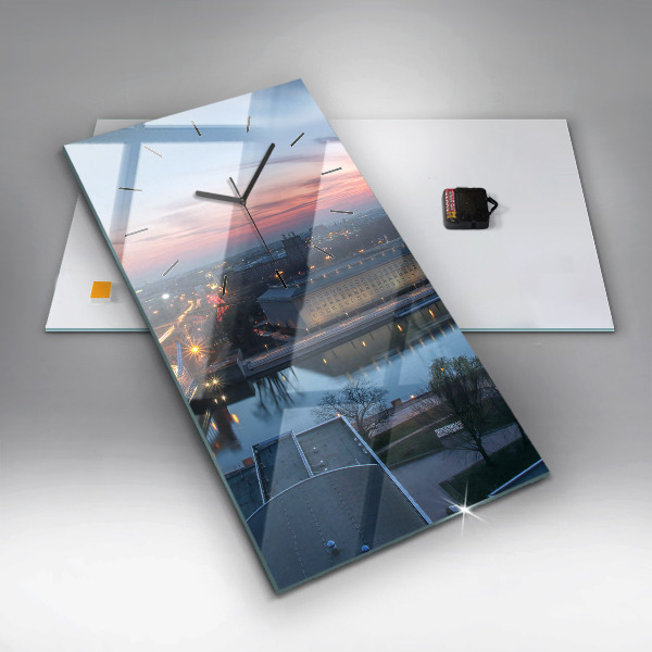 Ceas vertical de perete din sticlă Wrocław dintr-o dronă