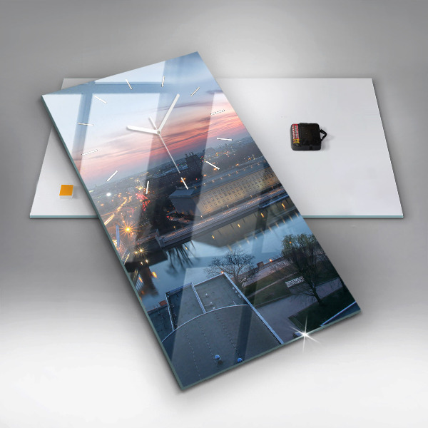 Ceas vertical de perete din sticlă Wrocław dintr-o dronă