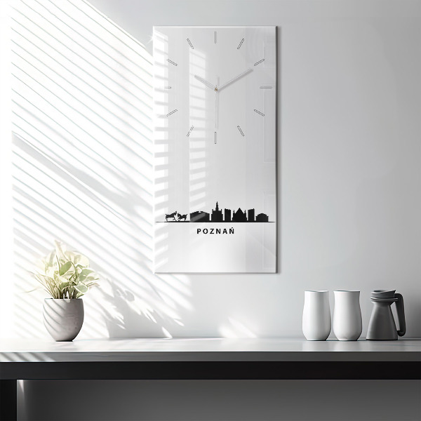 Ceas vertical de perete din sticlă Grafică panoramică Poznań