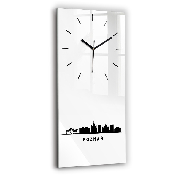 Ceas vertical de perete din sticlă Grafică panoramică Poznań