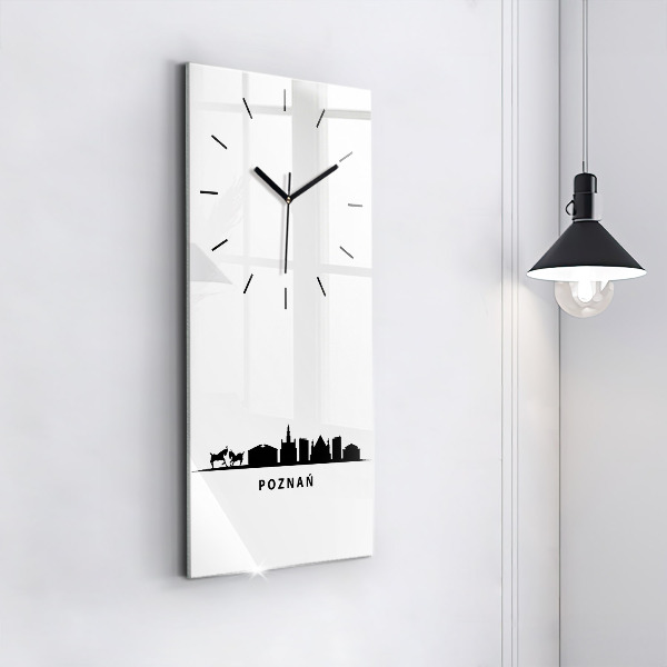 Ceas vertical de perete din sticlă Grafică panoramică Poznań