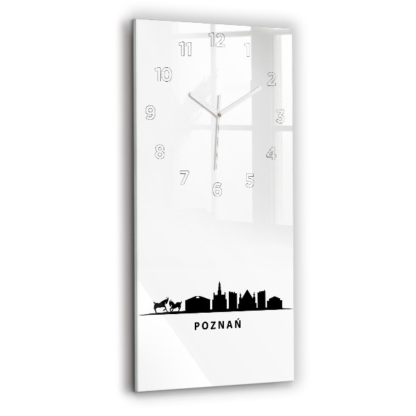 Ceas vertical de perete din sticlă Grafică panoramică Poznań