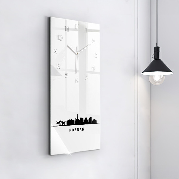 Ceas vertical de perete din sticlă Grafică panoramică Poznań
