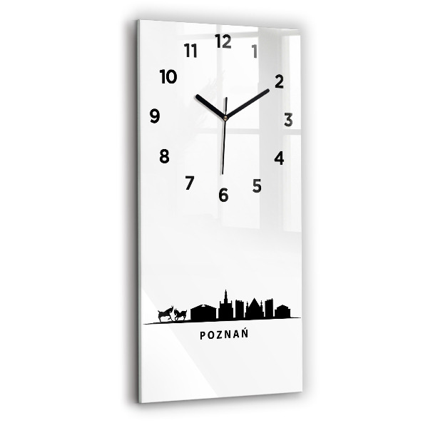 Ceas vertical de perete din sticlă Grafică panoramică Poznań