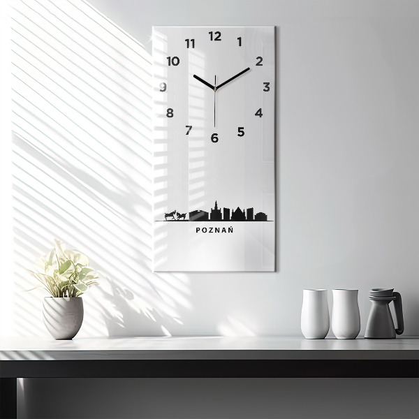 Ceas vertical de perete din sticlă Grafică panoramică Poznań