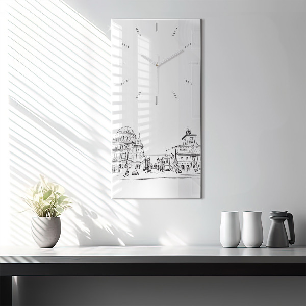 Ceas vertical de perete din sticlă Ilustrația orașului Poznań