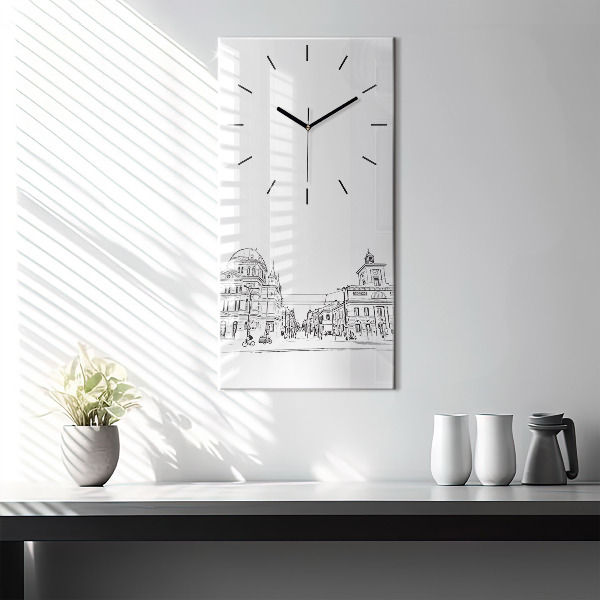 Ceas vertical de perete din sticlă Ilustrația orașului Poznań